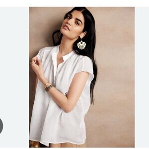 NWT Banana Republic Oversized Ramie Shirt, White, Relaxed fits like Medium